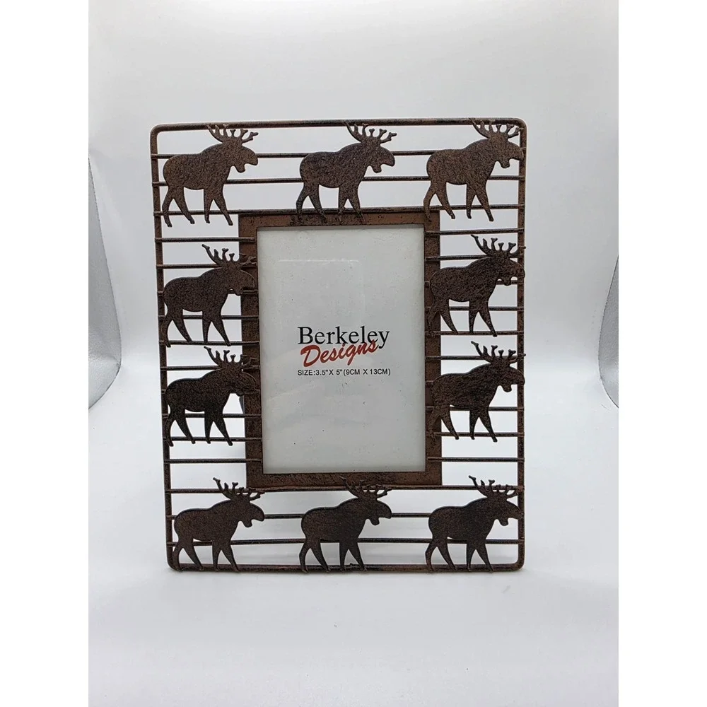 Berkley Design Rustic Metal Picture Frame 5x7 Moose Brown Table Top Cabin Lodge